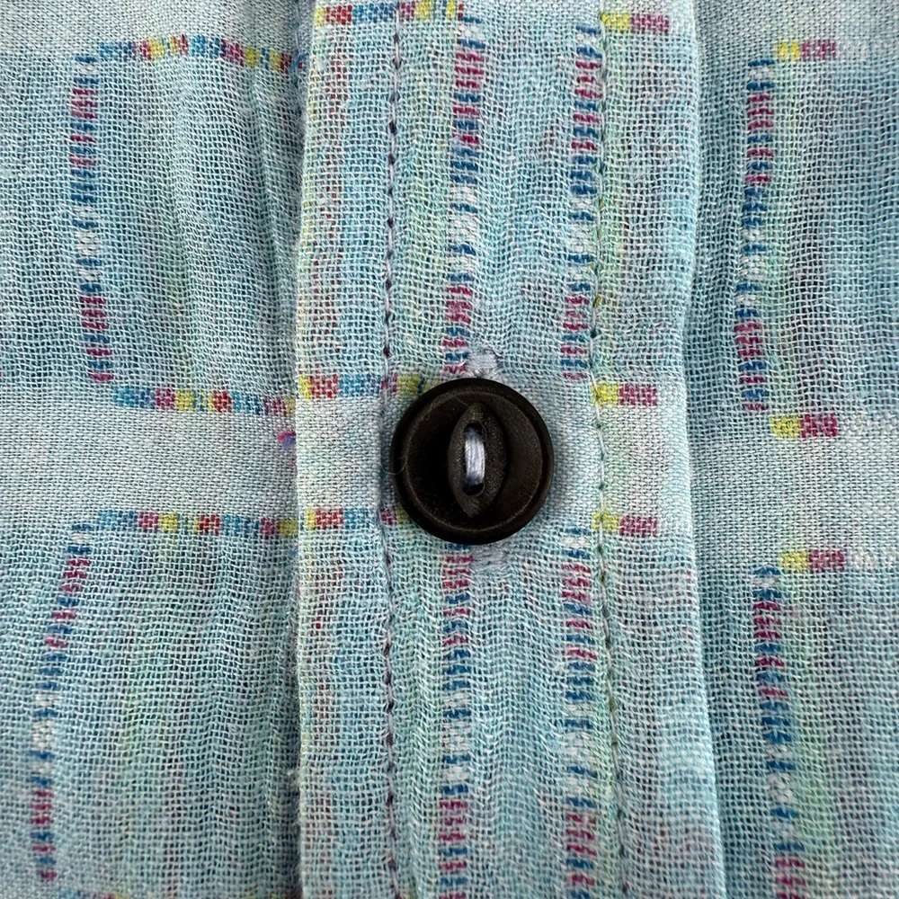 Carbon 2 Cobalt  Men’s Blue Sea‎ Change Chambray Patchwork Madras Gauze size M - Picture 14 of 14